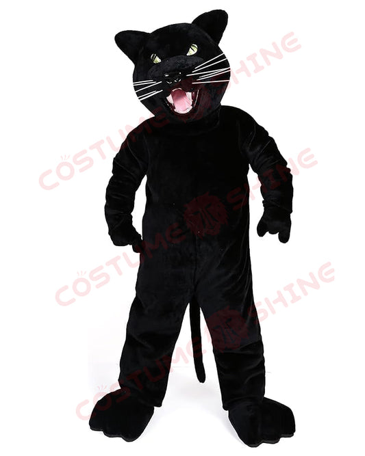 Realistic Black Panther Mascot Costume for Adults with Green Eyes