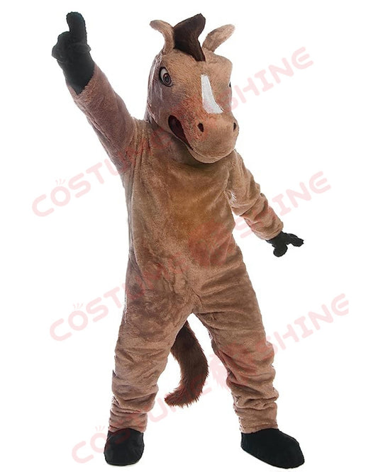 Brown Mustang Horse Mascot Costume with Long Tail