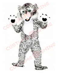 Black and White Tiger Mascot Costume – Playful Animal Fursuit Design for Halloween Sports Events