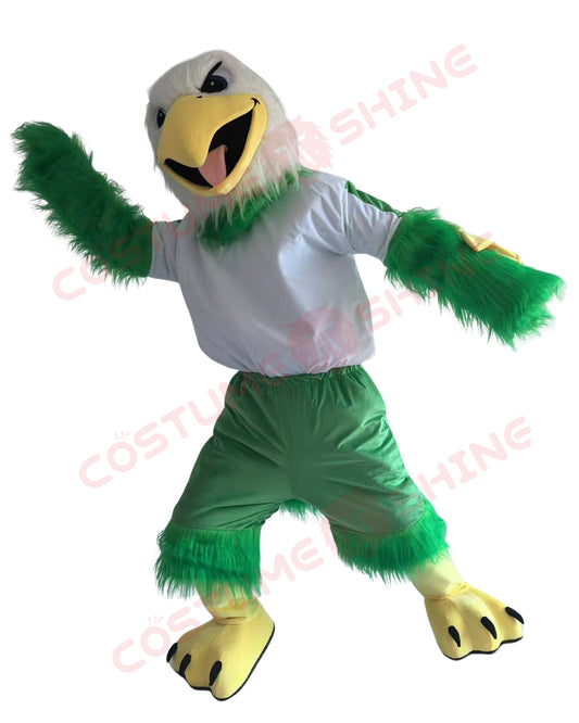 Green Hawk Eagle Mascot Costume for Adults Men & Women Cheerleading Animal Fursuit