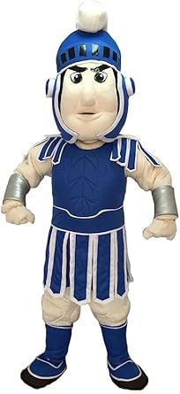 Dark Blue Spartan Trojan Knight Mascot Costume with Blue Outfit