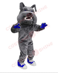 Big Head Grey Bulldog Mascot Costume - Cheerleading Animal Fursuit