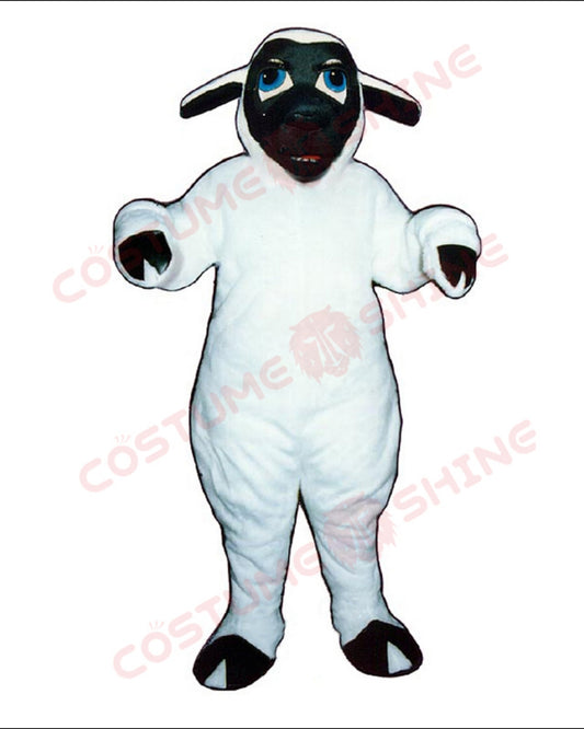 Customizable White Sheep Mascot Costume with Black Face - Cheerleading Animal Fursuit（复制）