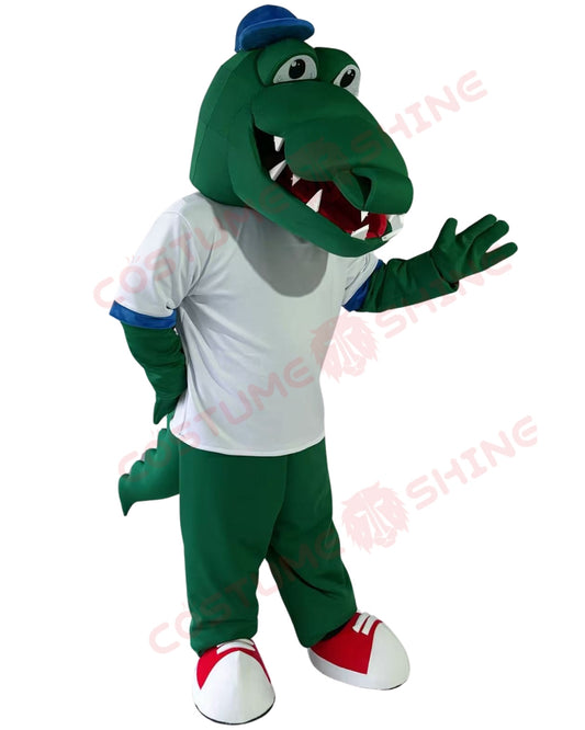 Cheerleading Green Crocodile Alligator Mascot Costume for Adults Men & Women Animal Outfit