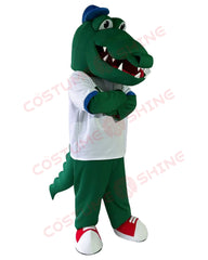 Cheerleading Green Crocodile Alligator Mascot Costume for Adults Men & Women Animal Outfit