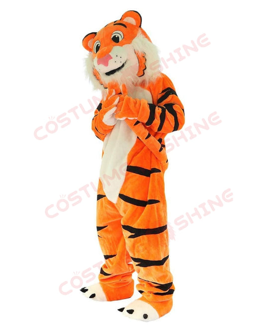 Black and White Tiger Mascot Costume – Playful Animal Fursuit Design for Halloween Sports Events