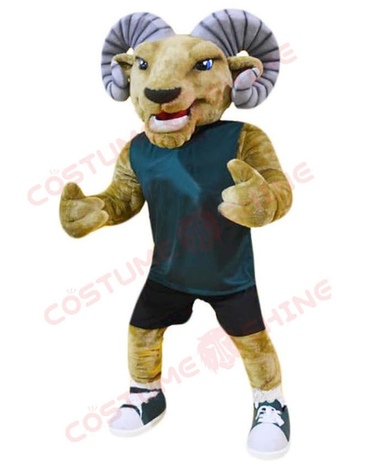 Sport Animal Ram Mascot Costume Adult Size for Men & Women with Built-in Fan Inside the Head